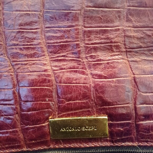 Antonio Scepi Brown Crocodile Leather Saddle Messenger Bsg - Picture 9 of 16